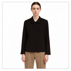 Tahari Asl Black And White Stripe Four Button Up Jacket Size 12